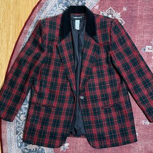 Sag Harbor Tartan Plaid Blazer with Metallic Detail Size 14*